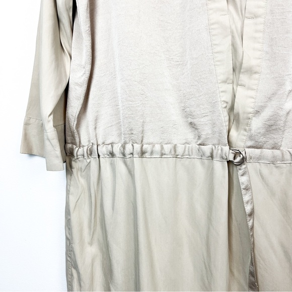 Zara Long Sleeve Beige Silky Dress with Waist Tie, Modal Blend - Picture 5 of 9